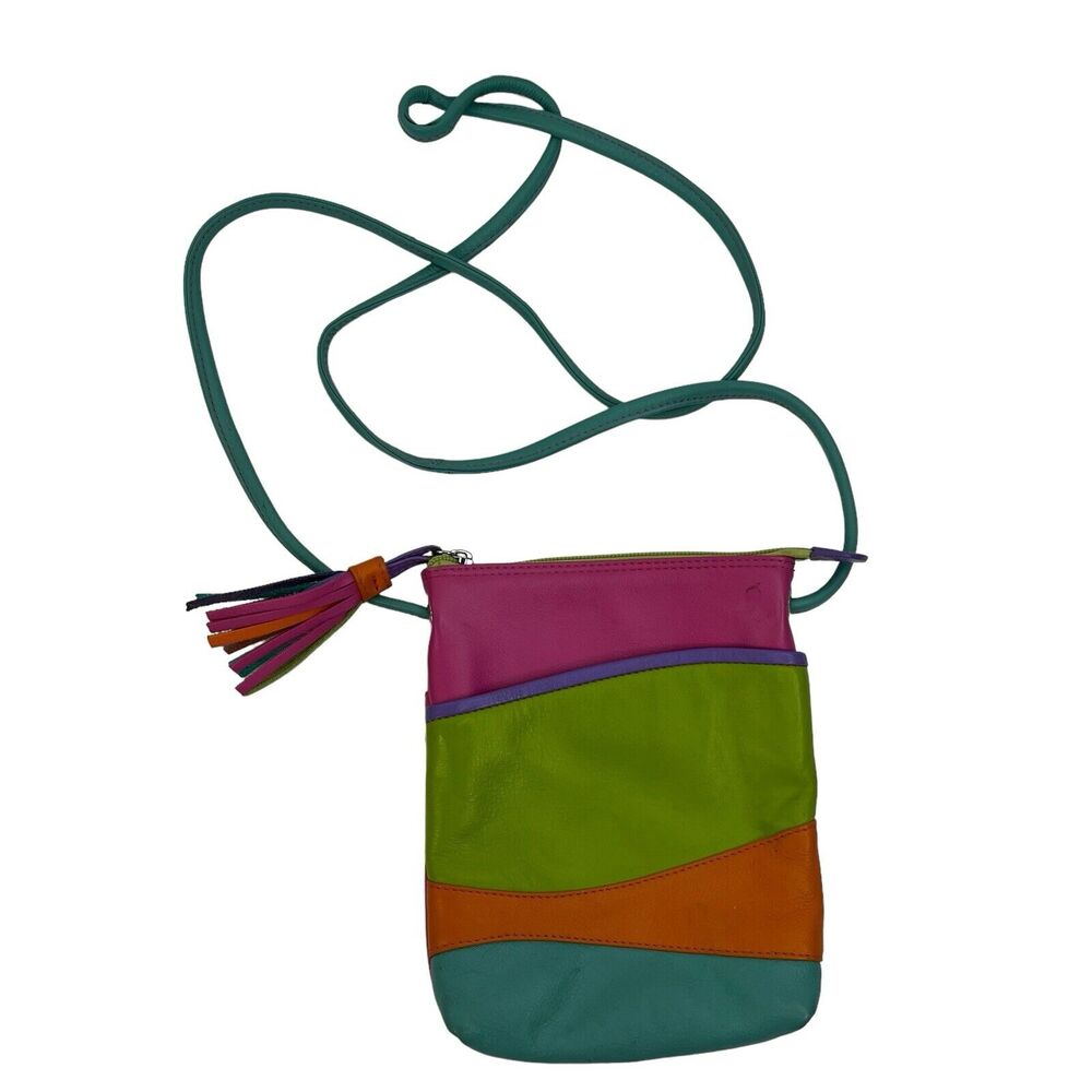 iLi New York Crossbody 90’s Y2K‎ Leather Shoulder Bag Handbag Neon Pink Green